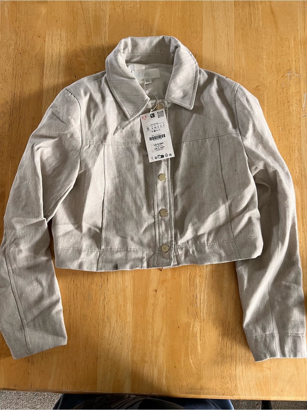 Zara Cropped Light beige Jean Jacket